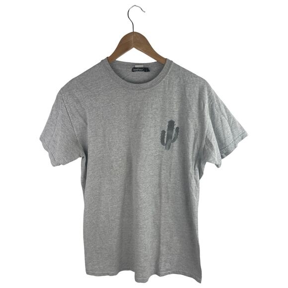 Boohoo Men's Gray Cactus Short Sleeve Crew Neck Pullover Tee T-Shirt Top Size L - Picture 1 of 3